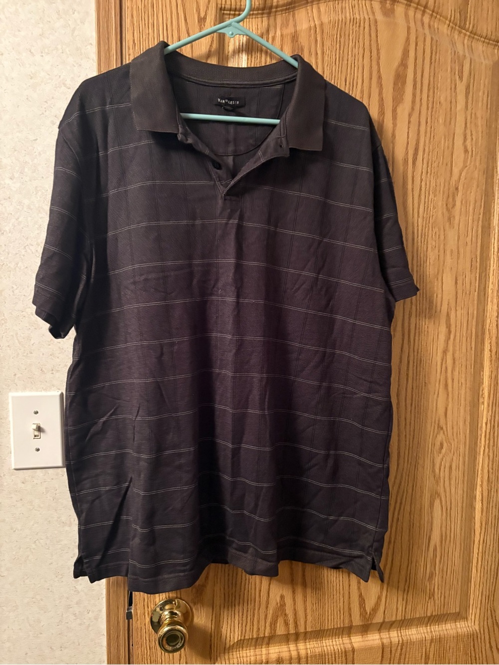 Van Heusen Men's Dark Gray Polo with Subtle Stripes